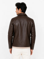 Signature Brown Faux Leather Jacket