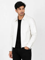 Luxe Ivory Faux Leather Jacket
