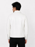 Luxe Ivory Faux Leather Jacket