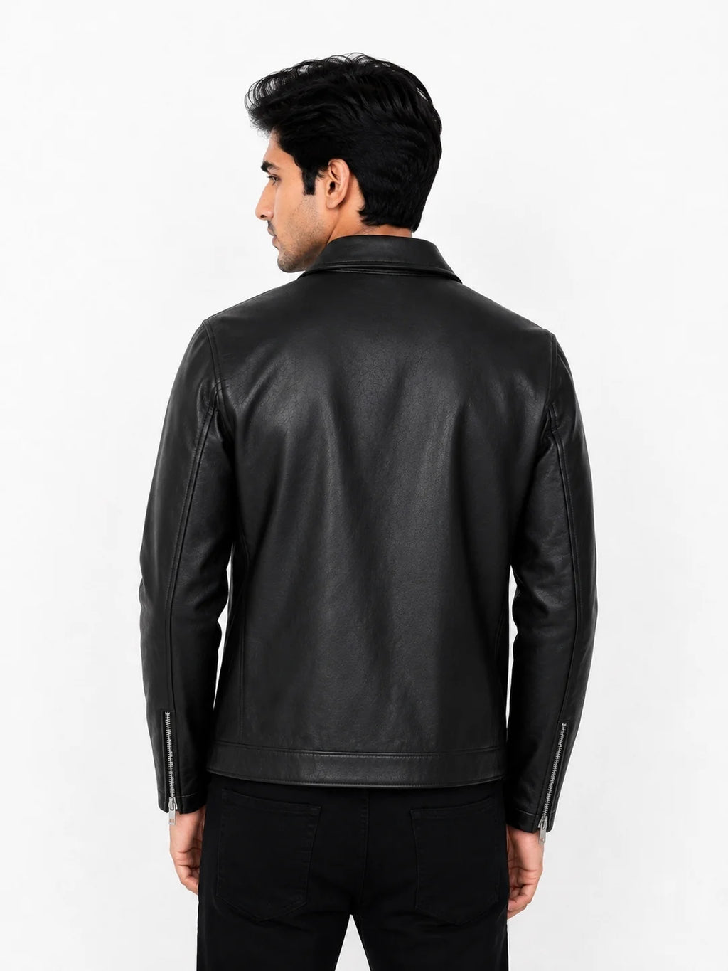 Customize Black Faux Leather Jacket