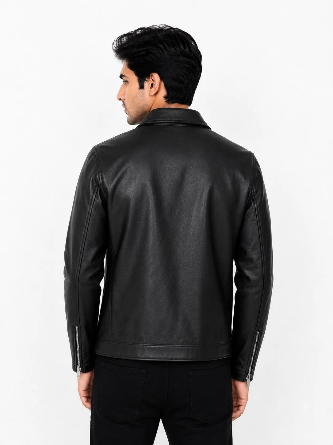 Customize Black Faux Leather Jacket